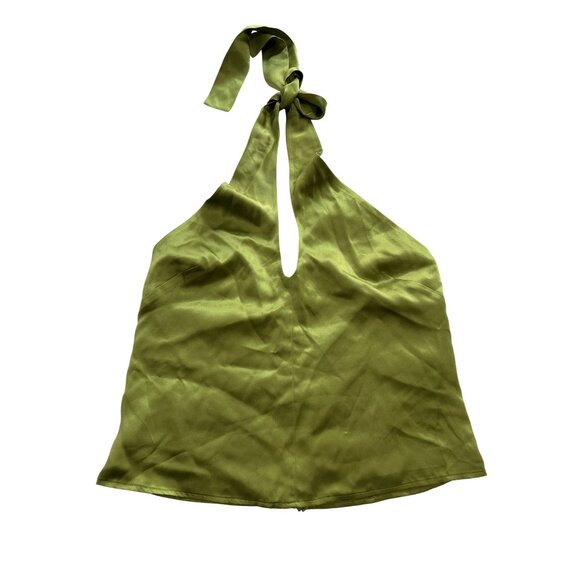 Reformation Paris Silk Top in Avocado - Picture 1 of 5